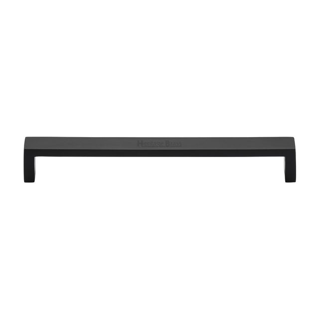 This is an image of a Heritage Brass - Cabinet Pull Wide Metro Design 192mm CTC Matt Black Finish, c4520-192-bkmt that is available to order from T.H Wiggans Ironmongery in Kendal.