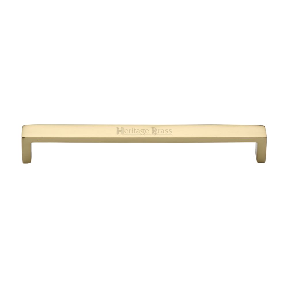 This is an image of a Heritage Brass - Cabinet Pull Wide Metro Design 192mm CTC Polished Brass Finish, c4520-192-pb that is available to order from T.H Wiggans Ironmongery in Kendal.