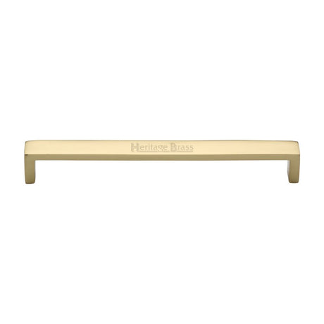 This is an image of a Heritage Brass - Cabinet Pull Wide Metro Design 192mm CTC Polished Brass Finish, c4520-192-pb that is available to order from T.H Wiggans Ironmongery in Kendal.
