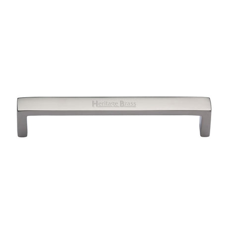 This is an image of a Heritage Brass - Cabinet Pull Wide Metro Design 192mm CTC Polished Nickel Finish, c4520-192-pnf that is available to order from T.H Wiggans Ironmongery in Kendal.