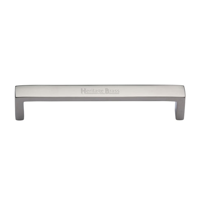 This is an image of a Heritage Brass - Cabinet Pull Wide Metro Design 192mm CTC Polished Nickel Finish, c4520-192-pnf that is available to order from T.H Wiggans Ironmongery in Kendal.