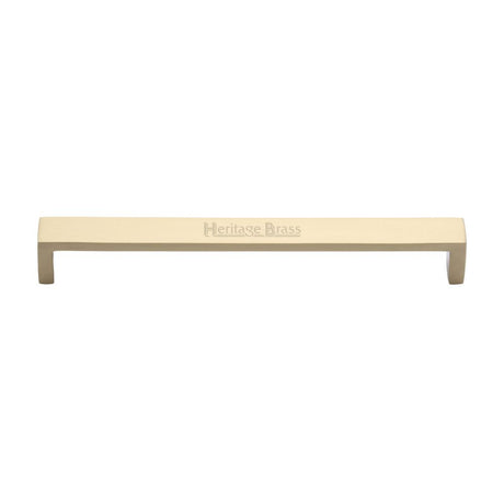 This is an image of a Heritage Brass - Cabinet Pull Wide Metro Design 192mm CTC Satin Brass Finish, c4520-192-sb that is available to order from T.H Wiggans Ironmongery in Kendal.