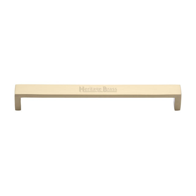 This is an image of a Heritage Brass - Cabinet Pull Wide Metro Design 192mm CTC Satin Brass Finish, c4520-192-sb that is available to order from T.H Wiggans Ironmongery in Kendal.