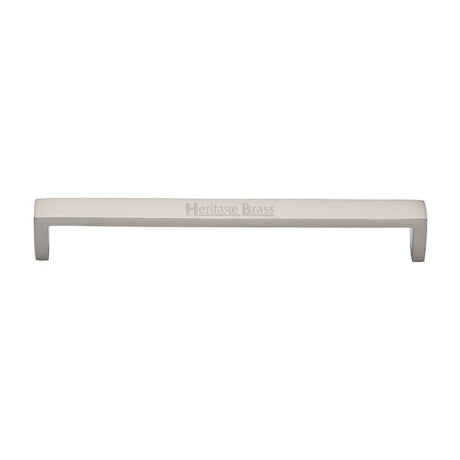 This is an image of a Heritage Brass - Cabinet Pull Wide Metro Design 192mm CTC Satin Nickel Finish, c4520-192-sn that is available to order from T.H Wiggans Ironmongery in Kendal.