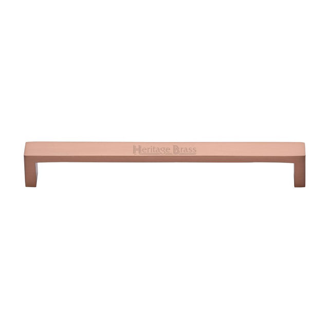 This is an image of a Heritage Brass - Cabinet Pull Wide Metro Design 192mm CTC Satin Rose Gold Finish, c4520-192-srg that is available to order from T.H Wiggans Ironmongery in Kendal.