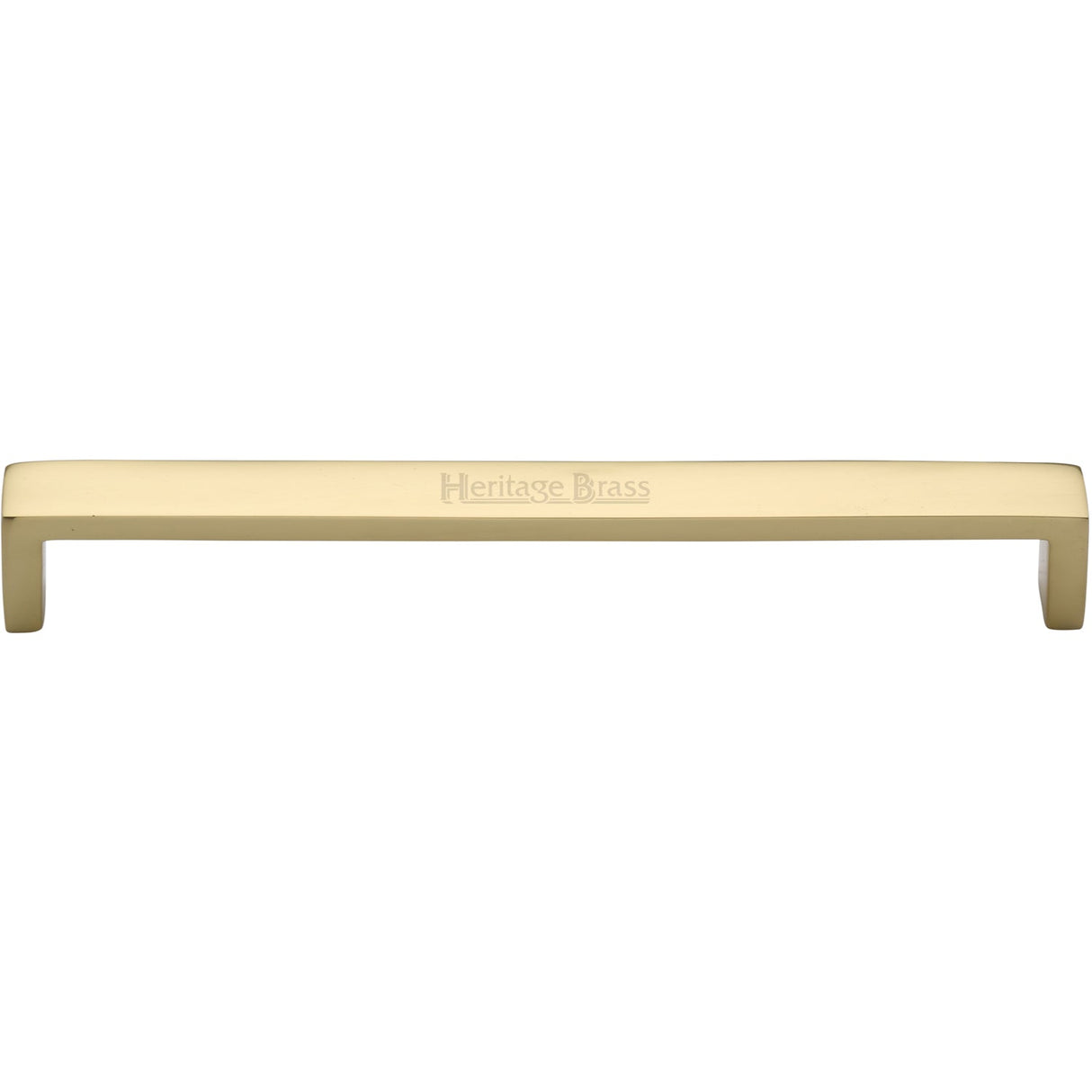 This is an image of a Heritage Brass - Cabinet Pull Wide Metro Design 203mm CTC Polished Brass Finish, c4520-203-pb that is available to order from T.H Wiggans Ironmongery in Kendal.