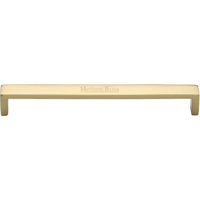 This is an image of a Heritage Brass - Cabinet Pull Wide Metro Design 203mm CTC Polished Brass Finish, c4520-203-pb that is available to order from T.H Wiggans Ironmongery in Kendal.