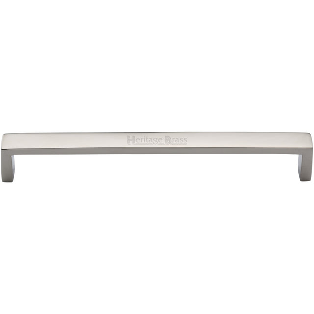 This is an image of a Heritage Brass - Cabinet Pull Wide Metro Design 203mm CTC Polished Nickel Finish, c4520-203-pnf that is available to order from T.H Wiggans Ironmongery in Kendal.