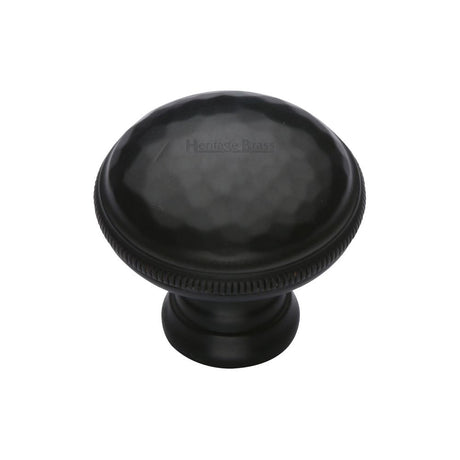 This is an image of a Heritage Brass - Cabinet Knob Diamond Cut Design 32mm Matt Black Finish, c4545-bkmt that is available to order from T.H Wiggans Ironmongery in Kendal.