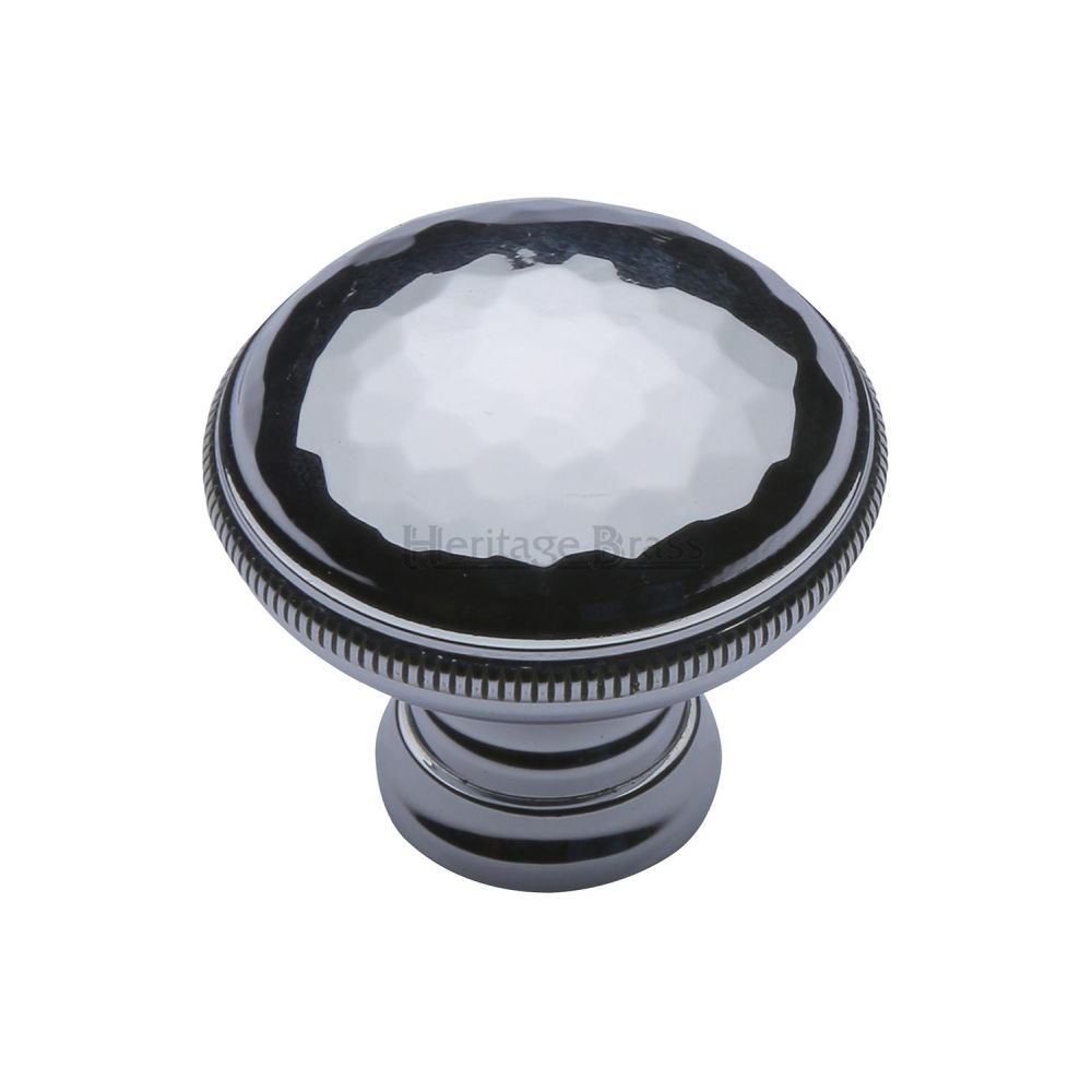 This is an image of a Heritage Brass - Cabinet Knob Diamond Cut Design 32mm Polished Chrome Finish, c4545-pc that is available to order from T.H Wiggans Ironmongery in Kendal.