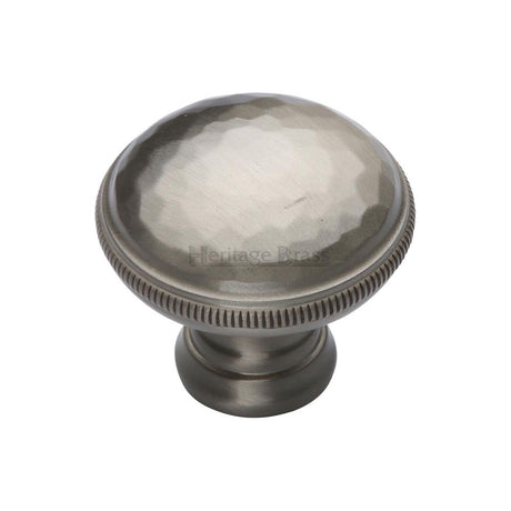 This is an image of a Heritage Brass - Cabinet Knob Diamond Cut Design 32mm Satin Nickel Finish, c4545-sn that is available to order from T.H Wiggans Ironmongery in Kendal.