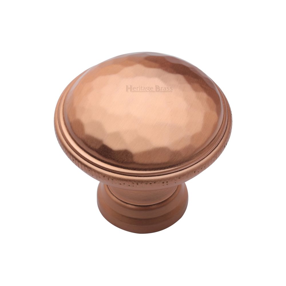 This is an image of a Heritage Brass - Cabinet Knob Diamond Cut Design 32mm Satin Rose Gold Finish, c4545-srg that is available to order from T.H Wiggans Ironmongery in Kendal.