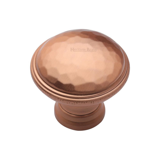 This is an image of a Heritage Brass - Cabinet Knob Diamond Cut Design 32mm Satin Rose Gold Finish, c4545-srg that is available to order from T.H Wiggans Ironmongery in Kendal.
