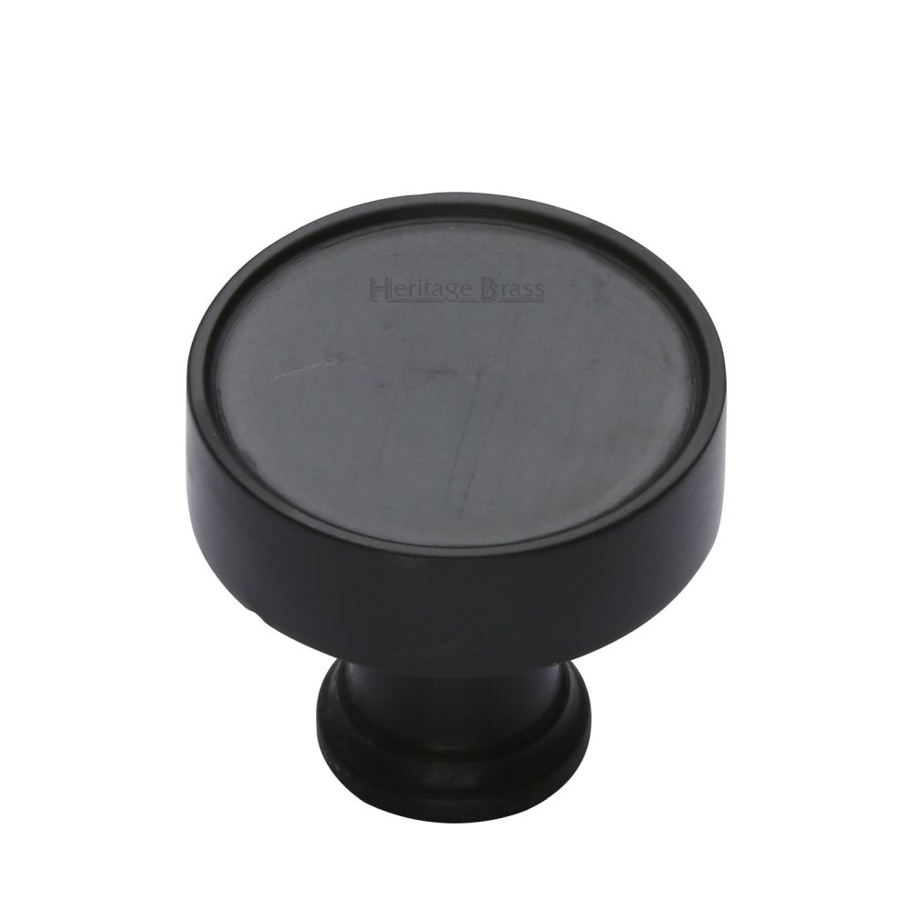 This is an image of a Heritage Brass - Cabinet Knob Florence Design 32mm Matt Black Finish, c4549-bkmt that is available to order from T.H Wiggans Ironmongery in Kendal.
