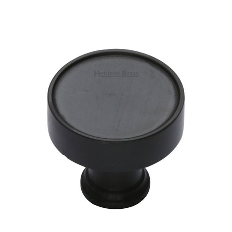 This is an image of a Heritage Brass - Cabinet Knob Florence Design 32mm Matt Black Finish, c4549-bkmt that is available to order from T.H Wiggans Ironmongery in Kendal.