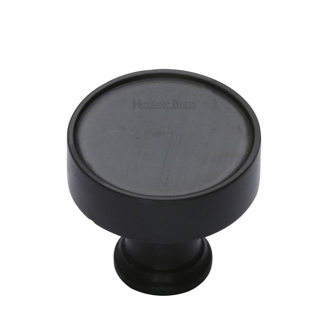 This is an image of a Heritage Brass - Cabinet Knob Florence Design 32mm Matt Black Finish, c4549-bkmt that is available to order from T.H Wiggans Ironmongery in Kendal.
