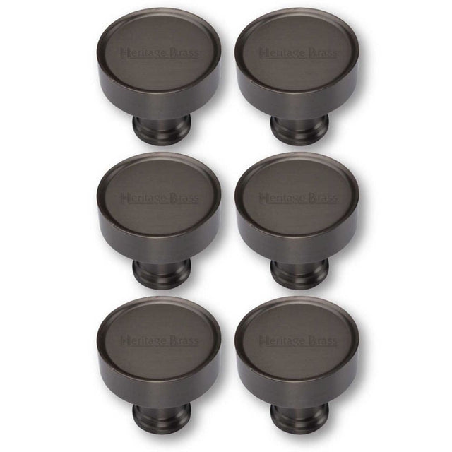 This is an image of a Heritage Brass - Cabinet Knob Florence Design 32mm Matt Bronze Finish, c4549-mb that is available to order from T.H Wiggans Ironmongery in Kendal.