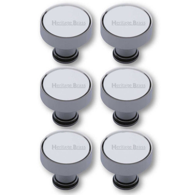 This is an image of a Heritage Brass - Cabinet Knob Florence Design 32mm Polished Chrome Finish, c4549-pc that is available to order from T.H Wiggans Ironmongery in Kendal.