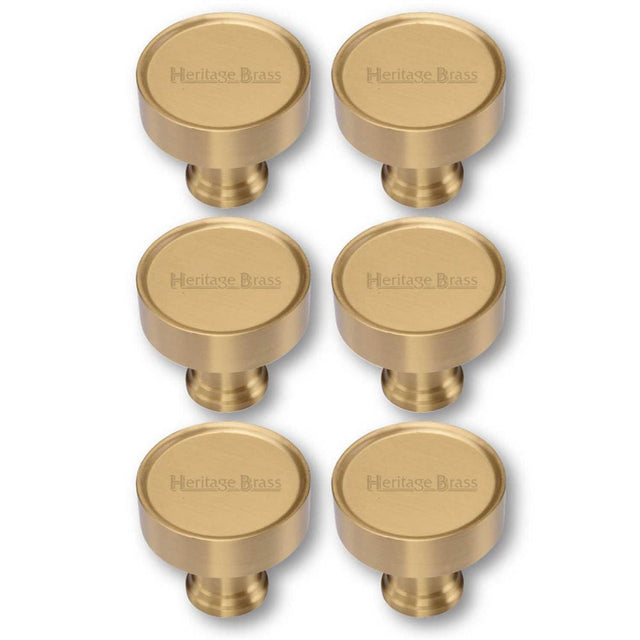 This is an image of a Heritage Brass - Cabinet Knob Florence Design 32mm Satin Brass Finish, c4549-sb that is available to order from T.H Wiggans Ironmongery in Kendal.