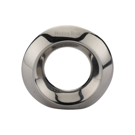 This is an image of a Heritage Brass - Cabinet Knob Round Ring Design 40mm Polished Nickel Finish, c4553-pnf that is available to order from T.H Wiggans Ironmongery in Kendal.