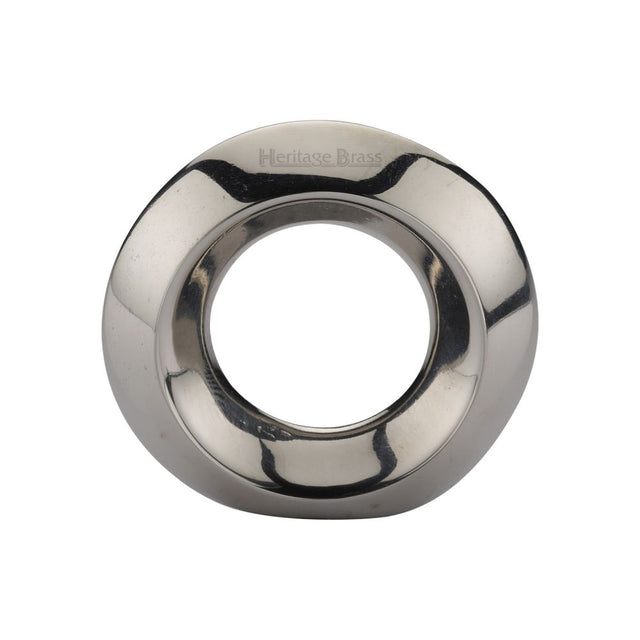 This is an image of a Heritage Brass - Cabinet Knob Round Ring Design 40mm Polished Nickel Finish, c4553-pnf that is available to order from T.H Wiggans Ironmongery in Kendal.