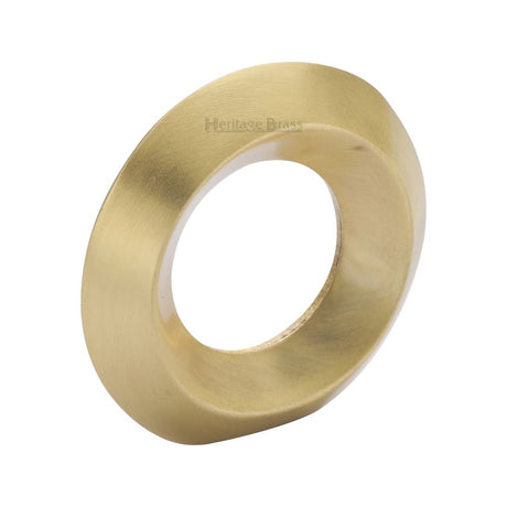 This is an image of a Heritage Brass - Cabinet Knob Round Ring Design 40mm Satin Brass Finish, c4553-sb that is available to order from T.H Wiggans Ironmongery in Kendal.
