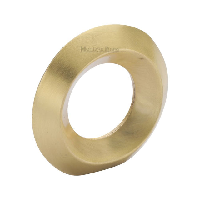 This is an image of a Heritage Brass - Cabinet Knob Round Ring Design 40mm Satin Brass Finish, c4553-sb that is available to order from T.H Wiggans Ironmongery in Kendal.