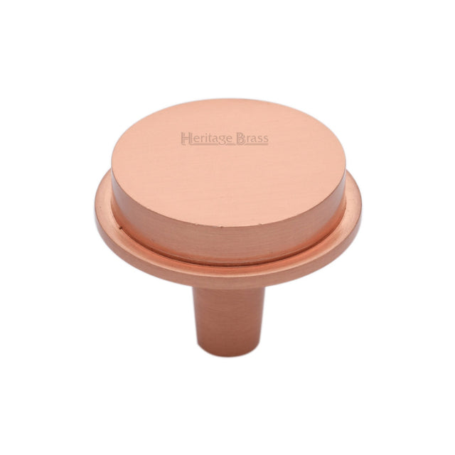 This is an image of a Heritage Brass - Flat Round Knob Design 32 mm Satin Rose Gold finish, c4592-32-srg that is available to order from T.H Wiggans Ironmongery in Kendal.