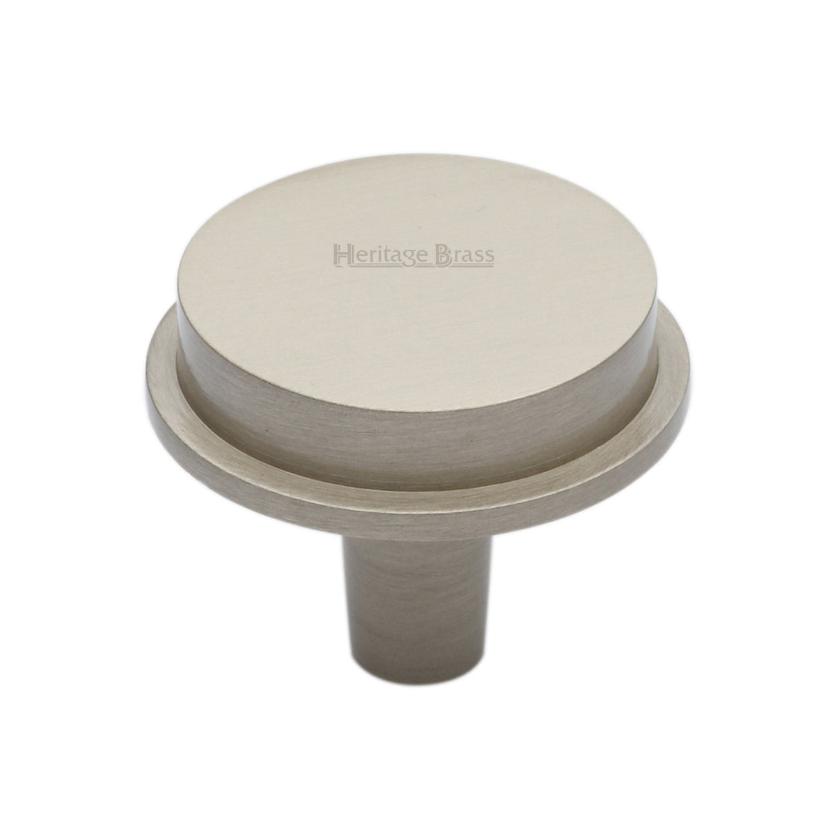 This is an image of a Heritage Brass - Flat Round Knob Design 38 mm Satin Nickel finish, c4592-38-sn that is available to order from T.H Wiggans Ironmongery in Kendal.