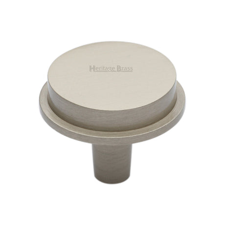 This is an image of a Heritage Brass - Flat Round Knob Design 38 mm Satin Nickel finish, c4592-38-sn that is available to order from T.H Wiggans Ironmongery in Kendal.