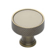 This is an image of a Heritage Brass - Cabinet Knob Florence Knurled Design 32mm Antique Brass Finish, c4648-32-at that is available to order from T.H Wiggans Ironmongery in Kendal.