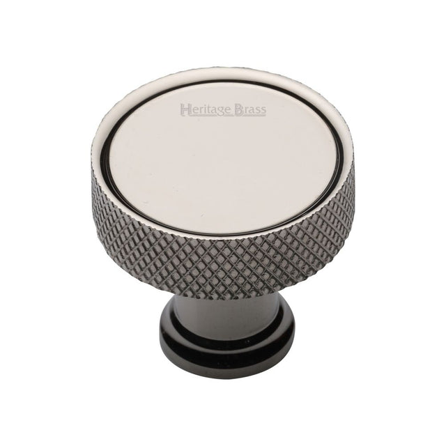 This is an image of a Heritage Brass - Cabinet Knob Florence Knurled Design 32mm Polished Nickel Finish, c4648-32-pnf that is available to order from T.H Wiggans Ironmongery in Kendal.