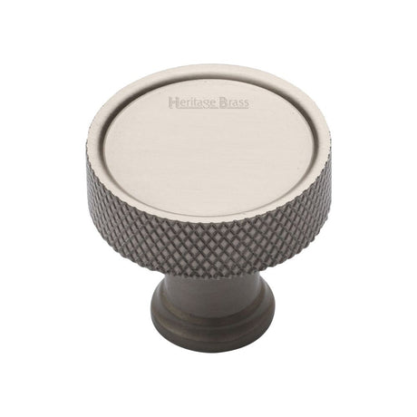 This is an image of a Heritage Brass - Cabinet Knob Florence Knurled Design 32mm Satin Nickel Finish, c4648-32-sn that is available to order from T.H Wiggans Ironmongery in Kendal.