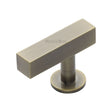 This is an image of a Heritage Brass - Cabinet Knob Offset Square Design 44mm Antique Brass Finish, c4760-44-at that is available to order from T.H Wiggans Ironmongery in Kendal.