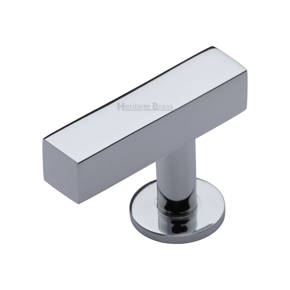 This is an image of a Heritage Brass - Cabinet Knob Offset Square Design 44mm Polished Chrome Finish, c4760-44-pc that is available to order from T.H Wiggans Ironmongery in Kendal.