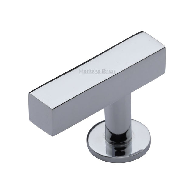 This is an image of a Heritage Brass - Cabinet Knob Offset Square Design 44mm Polished Chrome Finish, c4760-44-pc that is available to order from T.H Wiggans Ironmongery in Kendal.