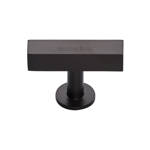 This is an image of a Heritage Brass - Cabinet Knob Symmetrical Square Design 44mm Matt Bronze Finish, c4765-mb that is available to order from T.H Wiggans Ironmongery in Kendal.