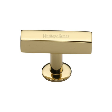 This is an image of a Heritage Brass - Cabinet Knob Symmetrical Square Design 44mm Polished Brass Finish, c4765-pb that is available to order from T.H Wiggans Ironmongery in Kendal.