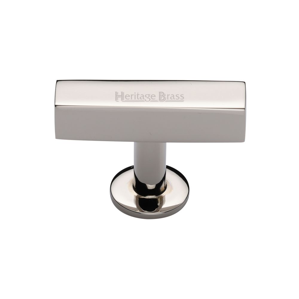 This is an image of a Heritage Brass - Cabinet Knob Symmetrical Square Design 44mm Polished Nickel Finish, c4765-pnf that is available to order from T.H Wiggans Ironmongery in Kendal.