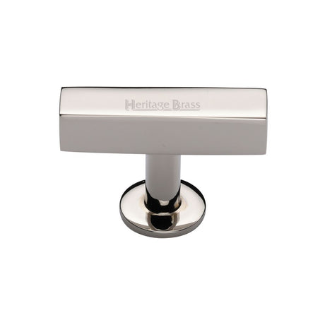 This is an image of a Heritage Brass - Cabinet Knob Symmetrical Square Design 44mm Polished Nickel Finish, c4765-pnf that is available to order from T.H Wiggans Ironmongery in Kendal.