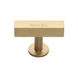 This is an image of a Heritage Brass - Cabinet Knob Symmetrical Square Design 44mm Satin Brass Finish, c4765-sb that is available to order from T.H Wiggans Ironmongery in Kendal.
