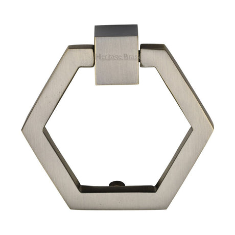This is an image of a Heritage Brass - Cabinet Drop Pull Hexagon Design 51mm Antique Brass Finish, c6334-at that is available to order from T.H Wiggans Ironmongery in Kendal.