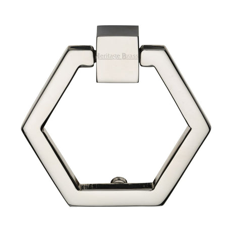 This is an image of a Heritage Brass - Cabinet Drop Pull Hexagon Design 51mm Polished Nickel Finish, c6334-pnf that is available to order from T.H Wiggans Ironmongery in Kendal.