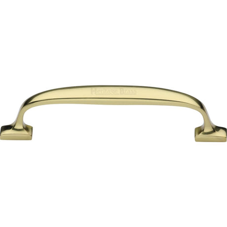 This is an image of a Heritage Brass - Cabinet Pull Durham Design 128mm CTC Polished Brass Finish, c7213-128-pb that is available to order from T.H Wiggans Ironmongery in Kendal.