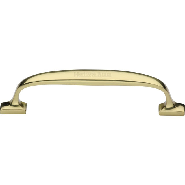 This is an image of a Heritage Brass - Cabinet Pull Durham Design 128mm CTC Polished Brass Finish, c7213-128-pb that is available to order from T.H Wiggans Ironmongery in Kendal.