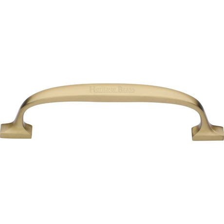 This is an image of a Heritage Brass - Cabinet Pull Durham Design 128mm CTC Satin Brass Finish, c7213-128-sb that is available to order from T.H Wiggans Ironmongery in Kendal.