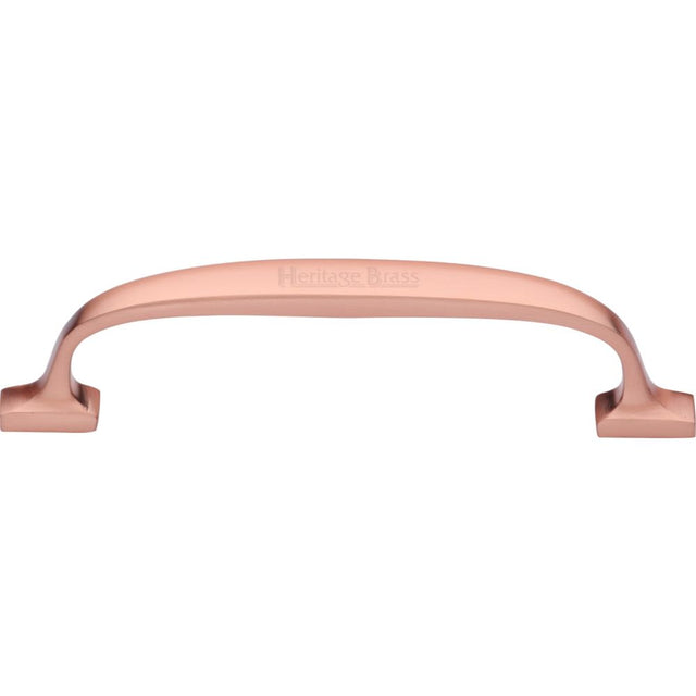 This is an image of a Heritage Brass - Cabinet Pull Durham Design 128mm CTC Satin Rose Gold Finish, c7213-128-srg that is available to order from T.H Wiggans Ironmongery in Kendal.