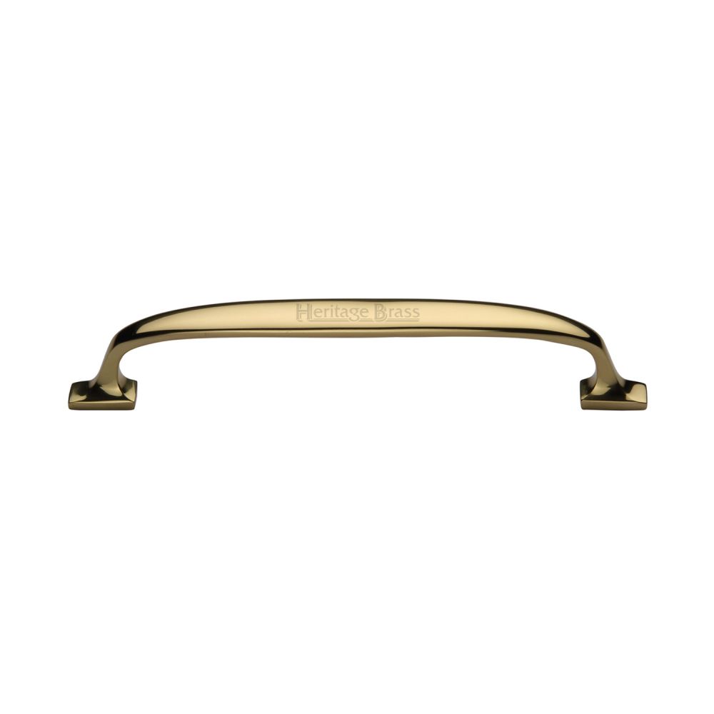 This is an image of a Heritage Brass - Cabinet Pull Durham Design 160mm CTC Polished Brass Finish, c7213-160-pb that is available to order from T.H Wiggans Ironmongery in Kendal.