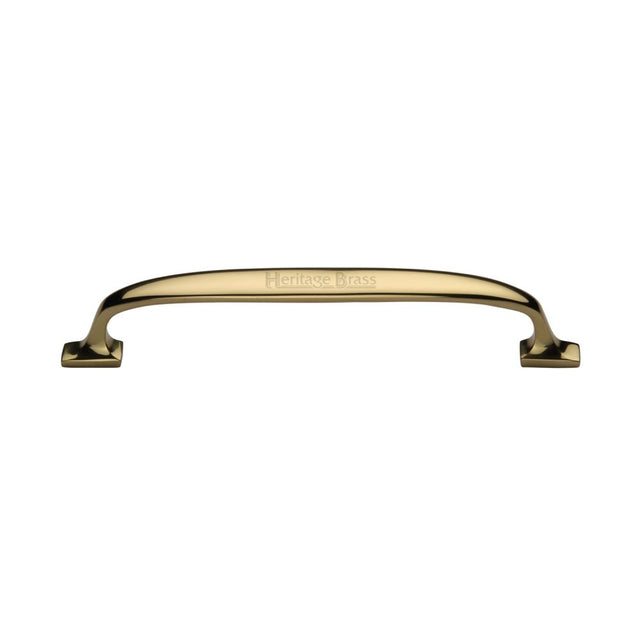 This is an image of a Heritage Brass - Cabinet Pull Durham Design 160mm CTC Polished Brass Finish, c7213-160-pb that is available to order from T.H Wiggans Ironmongery in Kendal.