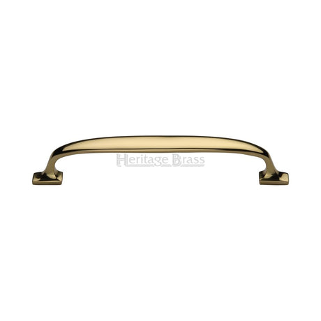 This is an image of a Heritage Brass - Cabinet Pull Durham Design 203mm CTC Polished Brass Finish, c7213-203-pb that is available to order from T.H Wiggans Ironmongery in Kendal.